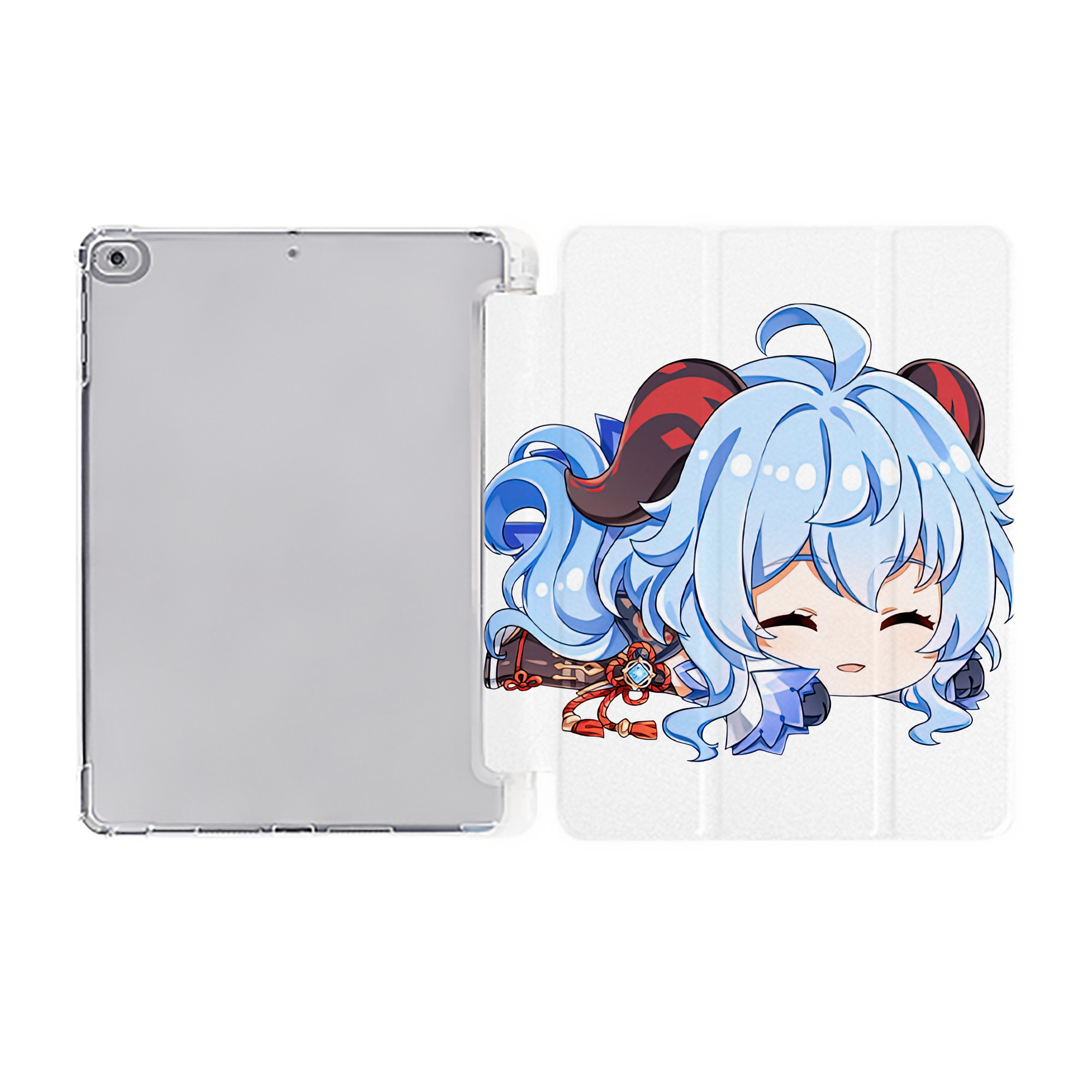 げんし神 甘雨 かんう genshin Ganyu IPad ケース ペン収納付き 三つ折りスタンド PUレザー×シリコン 対応機種9.5/10.5/10.9インチ